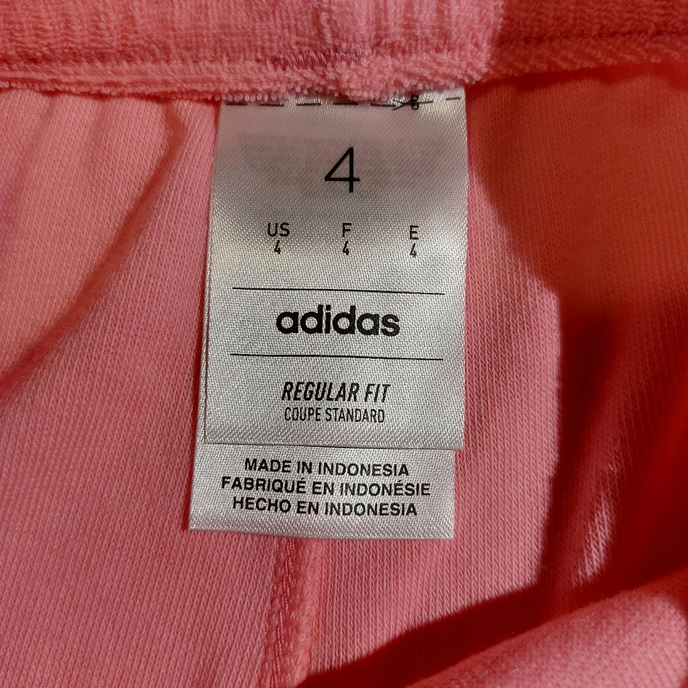 Adidas Trefoil French Terry Girls Shorts NWT Size 4 Pink White
